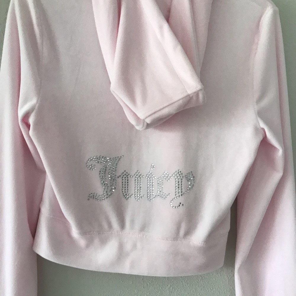 JUICY COUTURE Velour OG Bling Tracksuit Hoodie & Pant Set Light Pink Size M - Picture 5 of 10